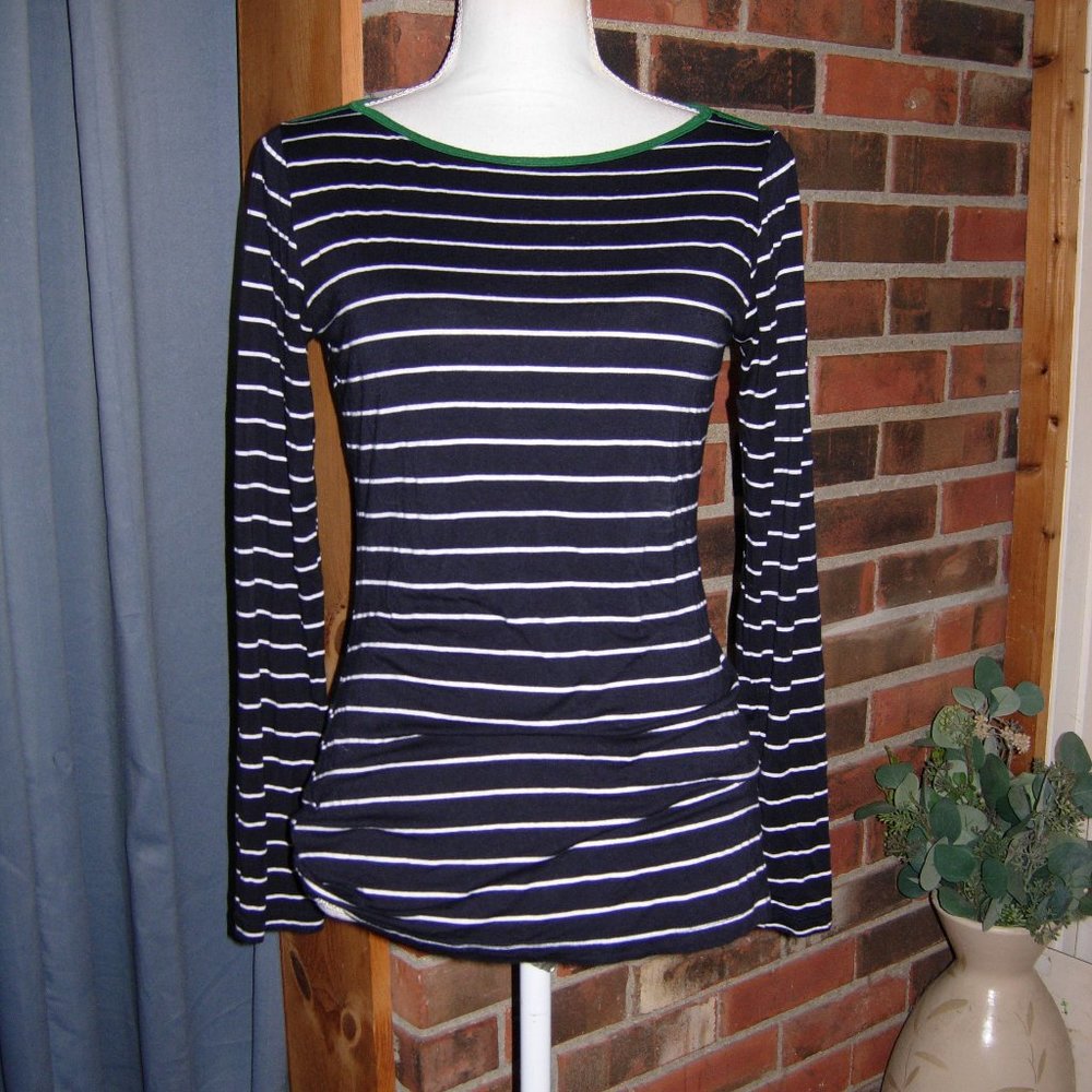Green Envelope Striped Long Sleeve T-Shirt M